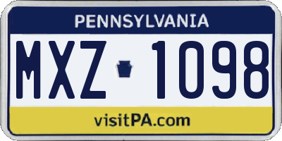 PA license plate MXZ1098