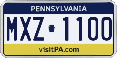 PA license plate MXZ1100