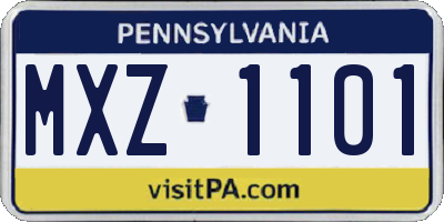 PA license plate MXZ1101
