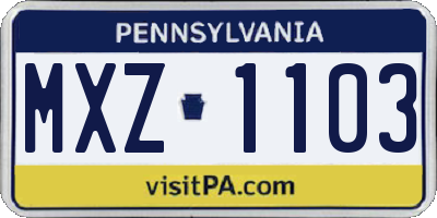 PA license plate MXZ1103