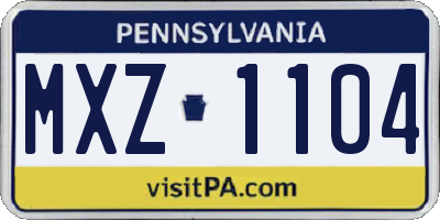 PA license plate MXZ1104