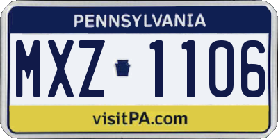 PA license plate MXZ1106