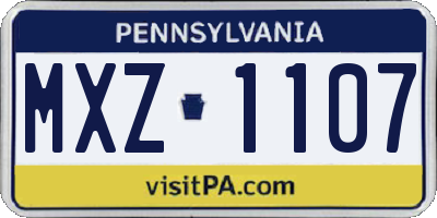 PA license plate MXZ1107