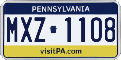 PA license plate MXZ1108