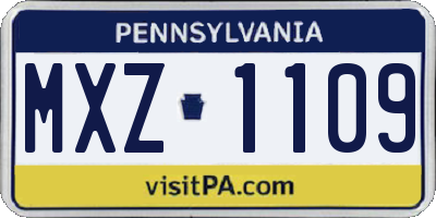 PA license plate MXZ1109
