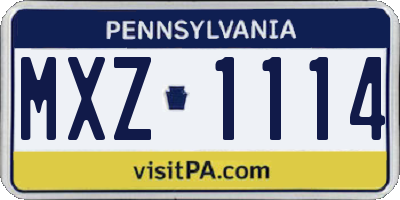 PA license plate MXZ1114