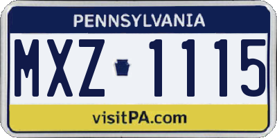 PA license plate MXZ1115