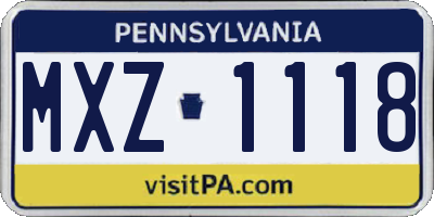 PA license plate MXZ1118