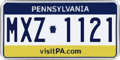 PA license plate MXZ1121