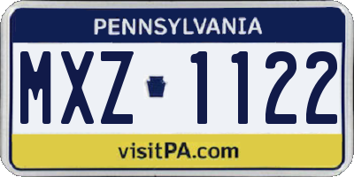 PA license plate MXZ1122