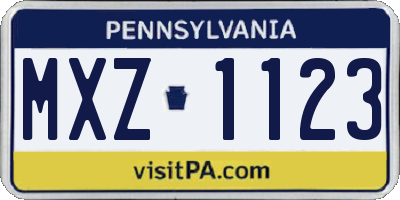 PA license plate MXZ1123