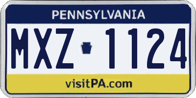 PA license plate MXZ1124