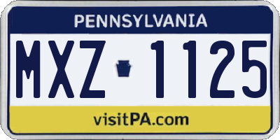 PA license plate MXZ1125