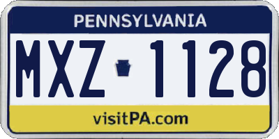 PA license plate MXZ1128