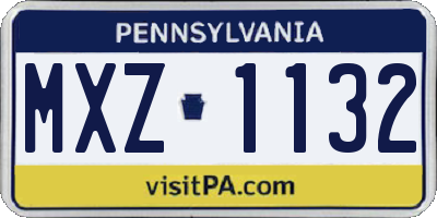 PA license plate MXZ1132