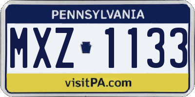 PA license plate MXZ1133