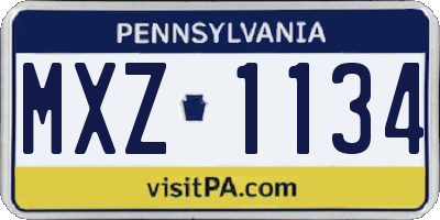PA license plate MXZ1134