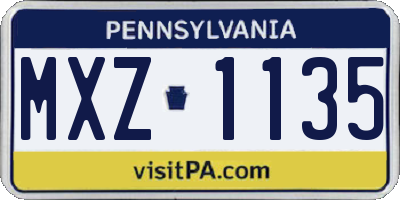 PA license plate MXZ1135