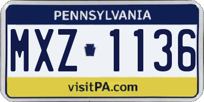 PA license plate MXZ1136