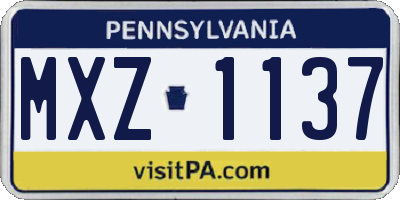 PA license plate MXZ1137