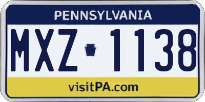 PA license plate MXZ1138