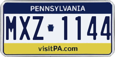 PA license plate MXZ1144