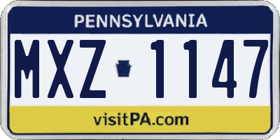 PA license plate MXZ1147