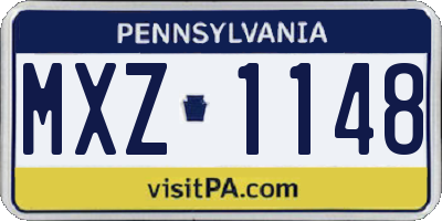 PA license plate MXZ1148