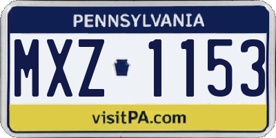PA license plate MXZ1153