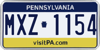 PA license plate MXZ1154