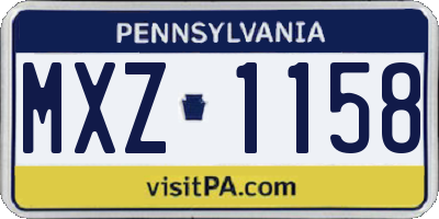 PA license plate MXZ1158