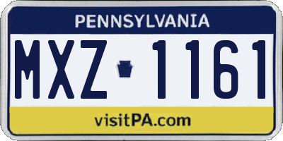 PA license plate MXZ1161