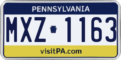 PA license plate MXZ1163
