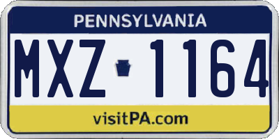 PA license plate MXZ1164