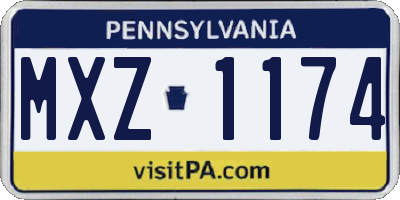 PA license plate MXZ1174