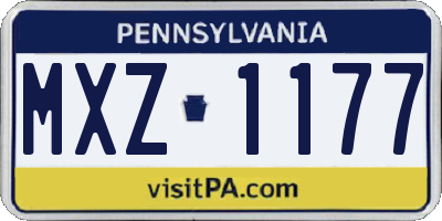 PA license plate MXZ1177