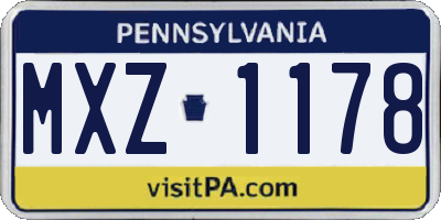 PA license plate MXZ1178