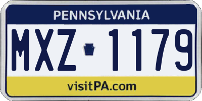 PA license plate MXZ1179