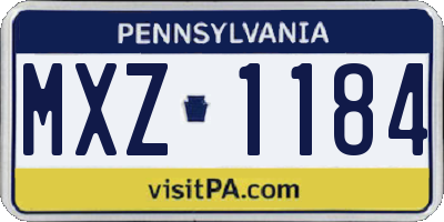 PA license plate MXZ1184