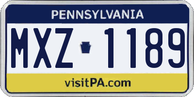 PA license plate MXZ1189