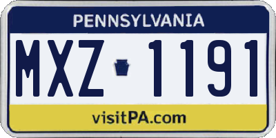 PA license plate MXZ1191