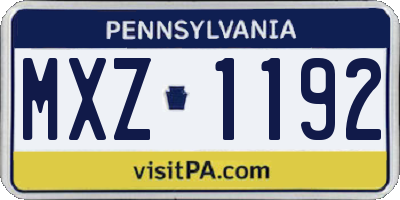 PA license plate MXZ1192