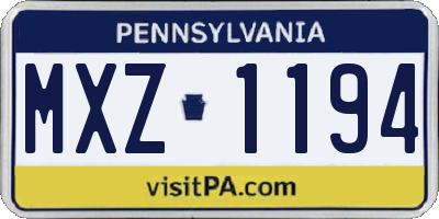 PA license plate MXZ1194