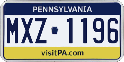 PA license plate MXZ1196