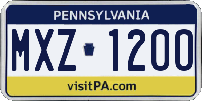 PA license plate MXZ1200