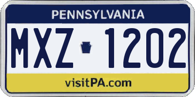 PA license plate MXZ1202