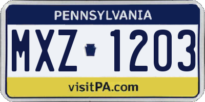 PA license plate MXZ1203