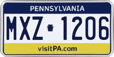 PA license plate MXZ1206