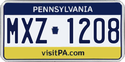 PA license plate MXZ1208
