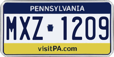 PA license plate MXZ1209